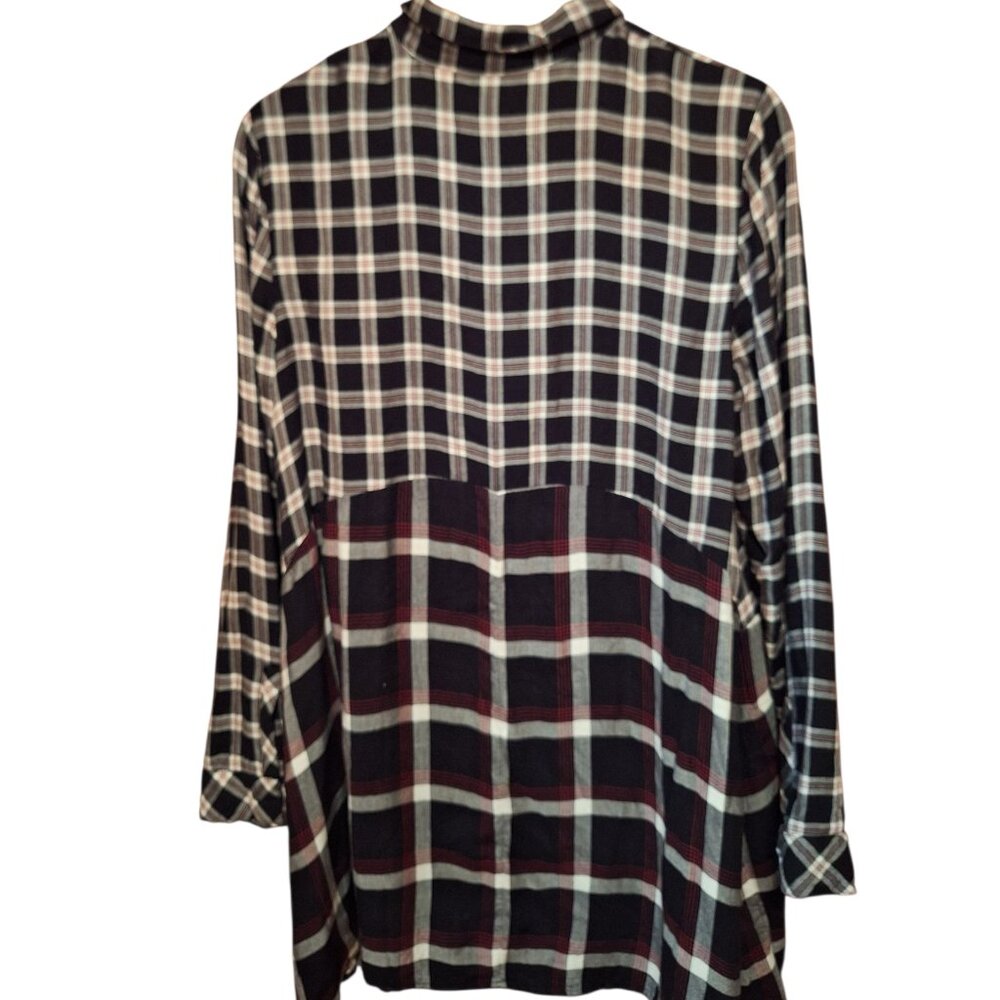 J.Jill Oversized Patchwork Plaid Long Sleeved Blo… - image 3